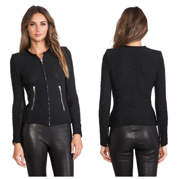 IRO Revolve Mesh Tweed Moto Jacket Blazer - Picture 2 of 8